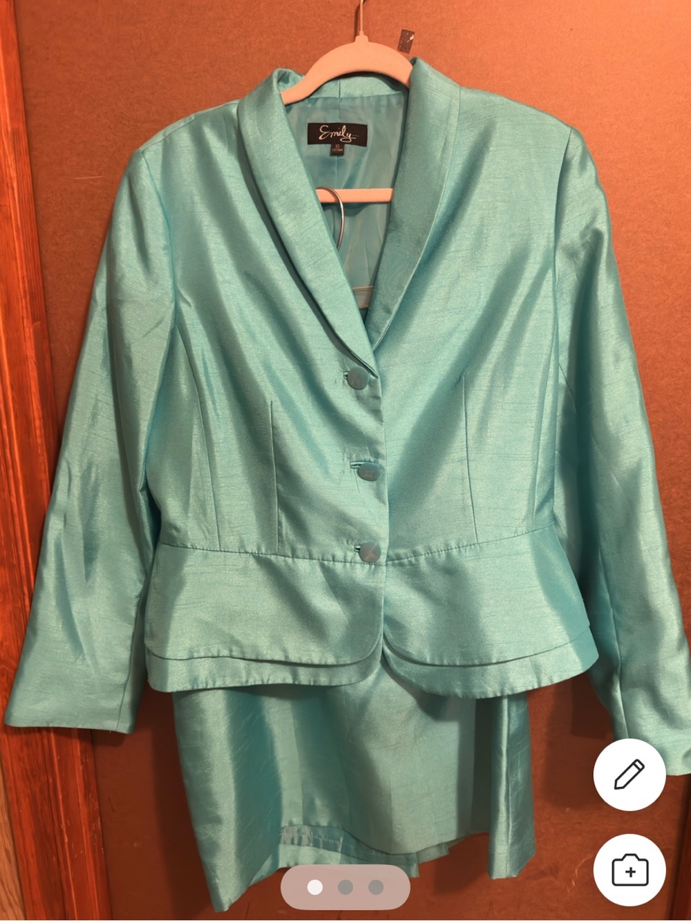 Emily Light Teal Satin Midi Dress with Jacket